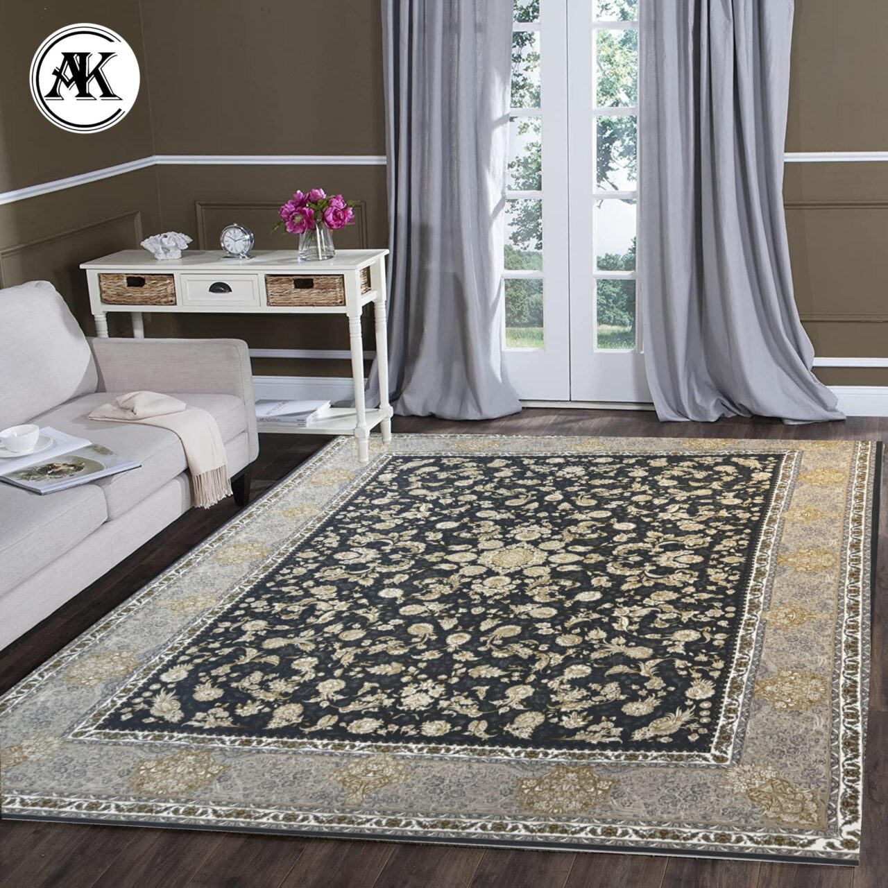 دکوراسیون فرش 1200 شانه آناک طوسی گل_برجسته