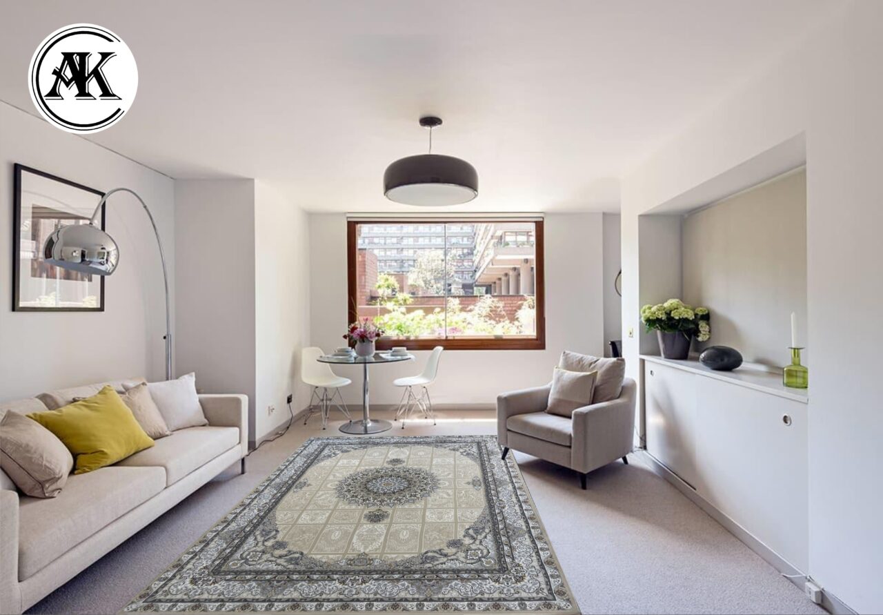 دکوراسیون فرش 1200 شانه آوینا بژ گل_برجسته