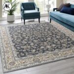 شبیه_سازی فرش 1200 شانه بنفشه طوسی گل_برجسته