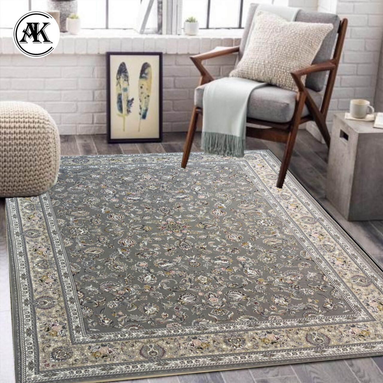 دکوراسیون فرش 1200 شانه بنفشه نقره_ای گل_برجسته