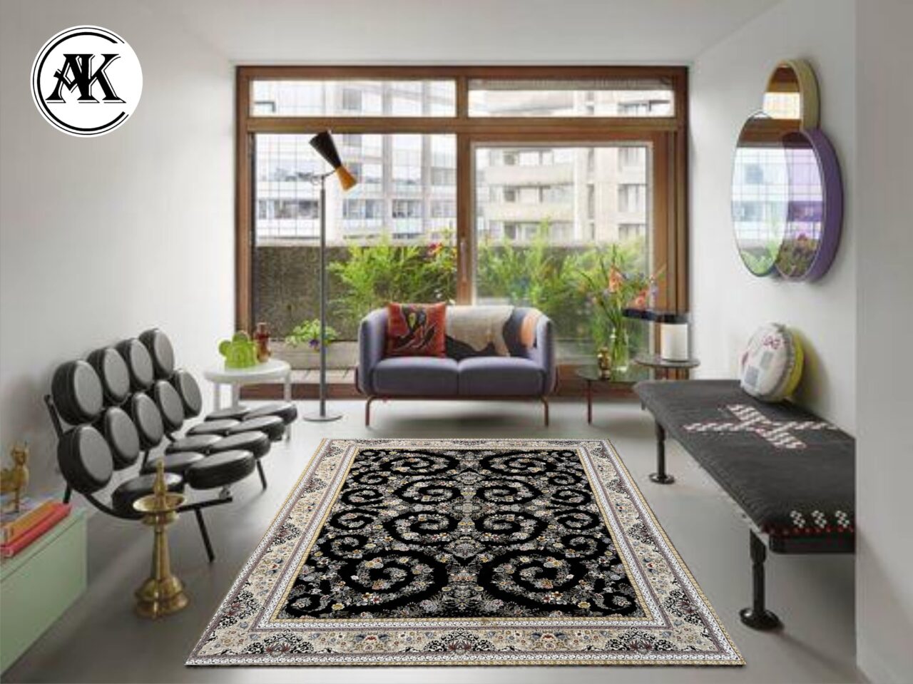 دکوراسیون فرش 1200 شانه تینا سرمه_ای گل_برجسته