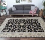 دکوراسیون فرش 1200 شانه شیک زغالی گل_برجسته