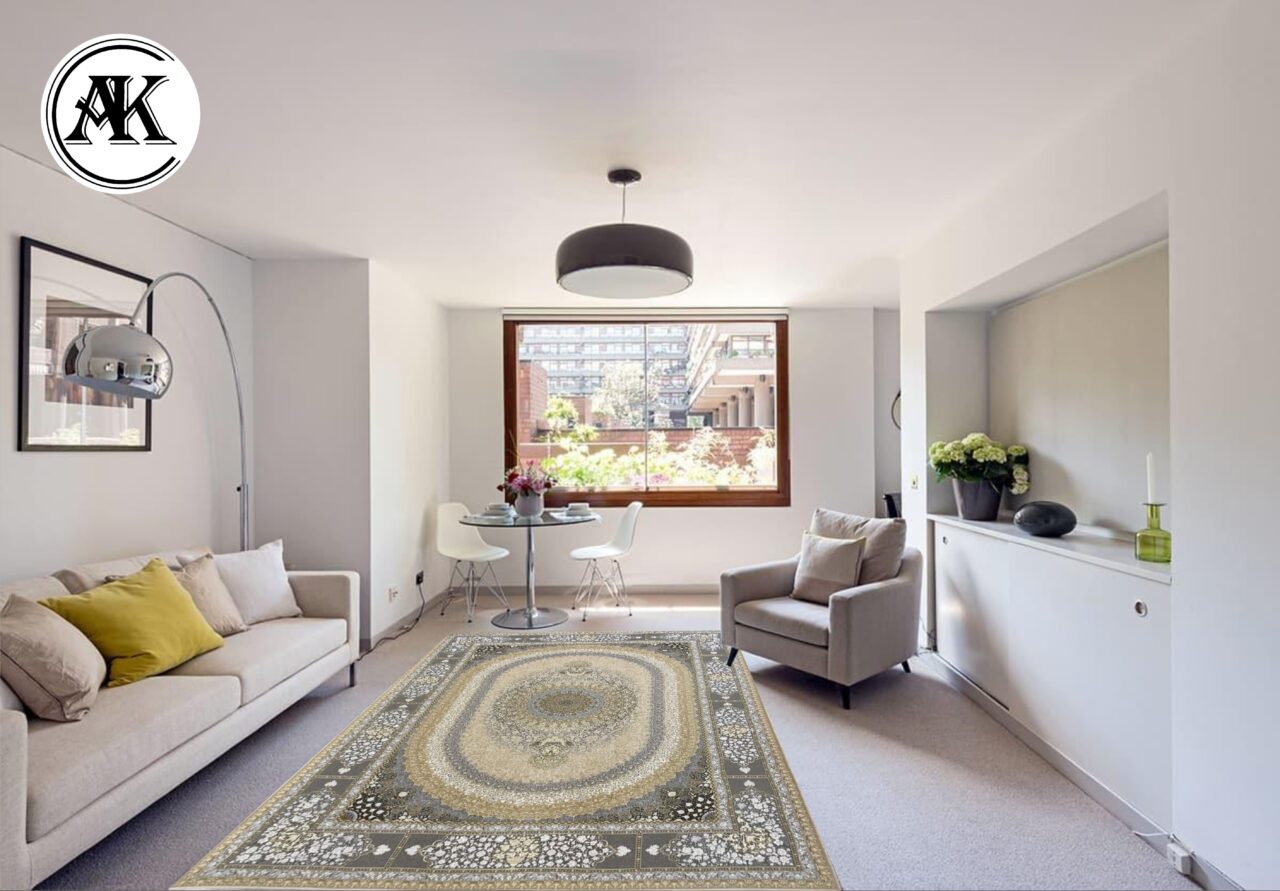 دکوراسیون فرش 1200 شانه صدرا بژ گل_برجسته