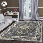 دکوراسیون فرش 1200 شانه طلا طوسی گل_برجسته