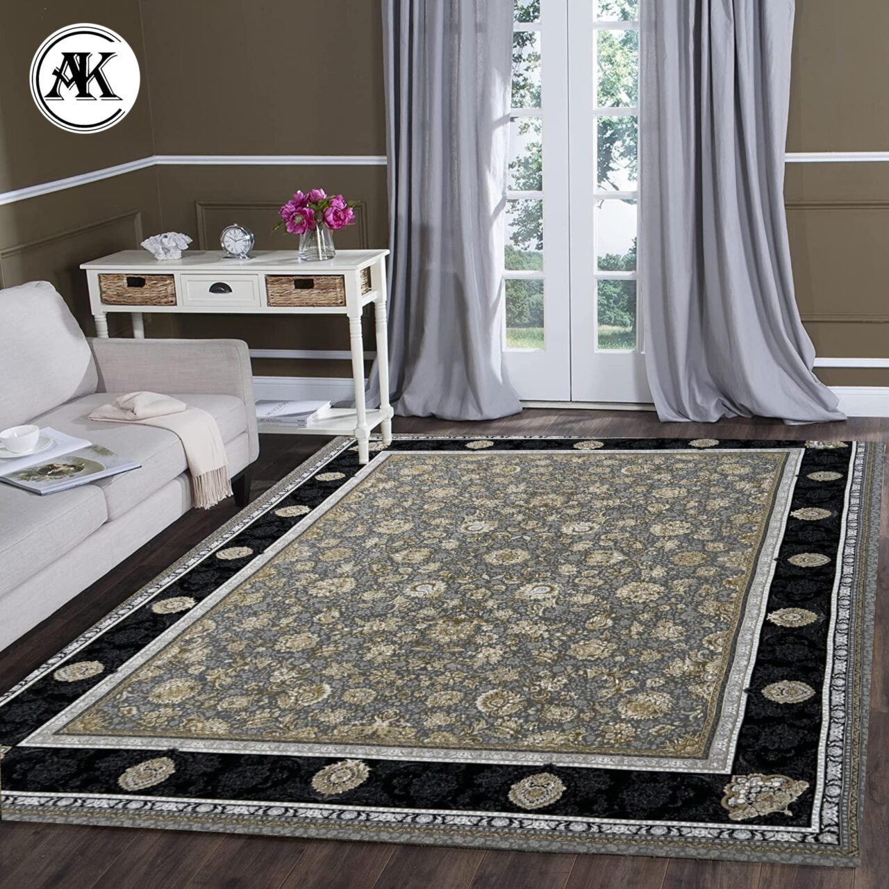 دکوراسیون فرش 1200 شانه ماتیلدا نقره_ای گل_برجسته