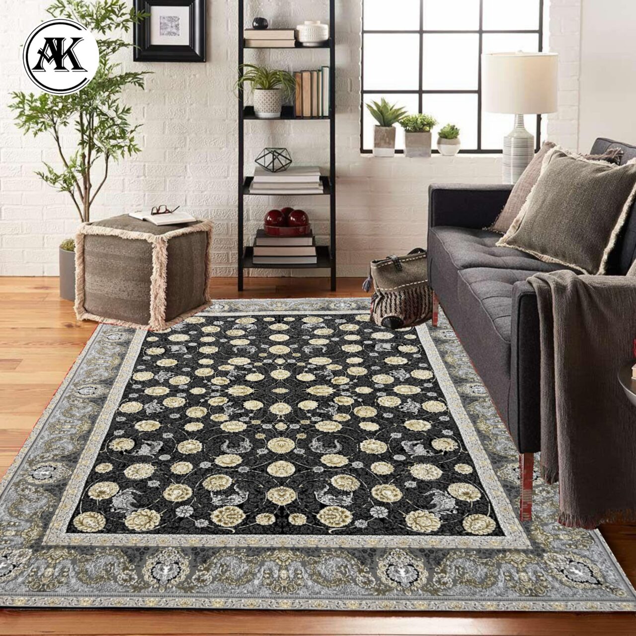 دکوراسیون فرش 1200 شانه ماریا زغالی گل_برجسته