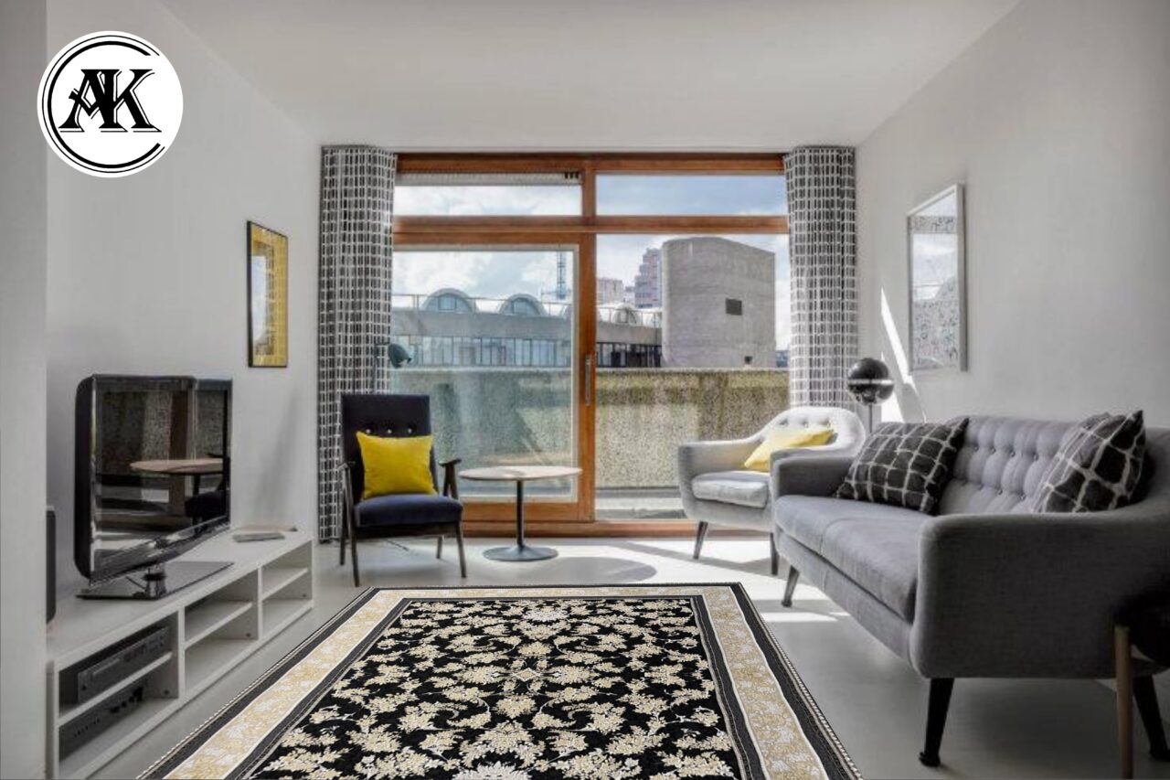 دکوراسیون فرش 1200 شانه نگار سرمه_ای گل_برجسته