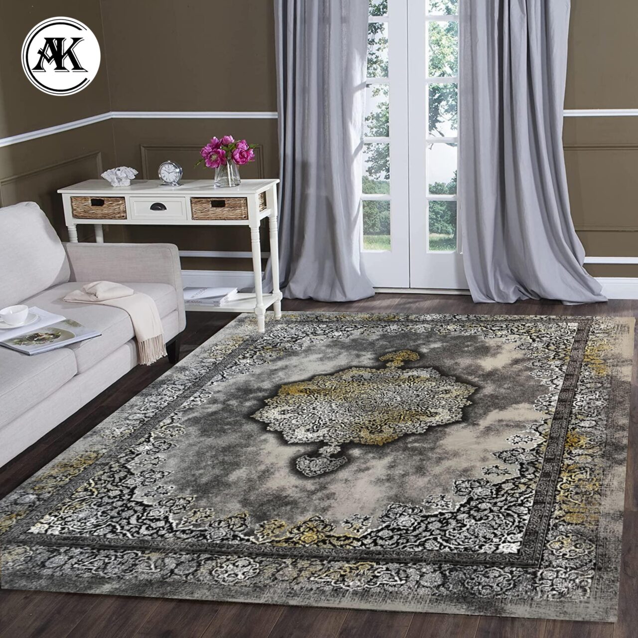دکوراسیون فرش 1200 شانه هاوانا نقره_ای گل_برجسته