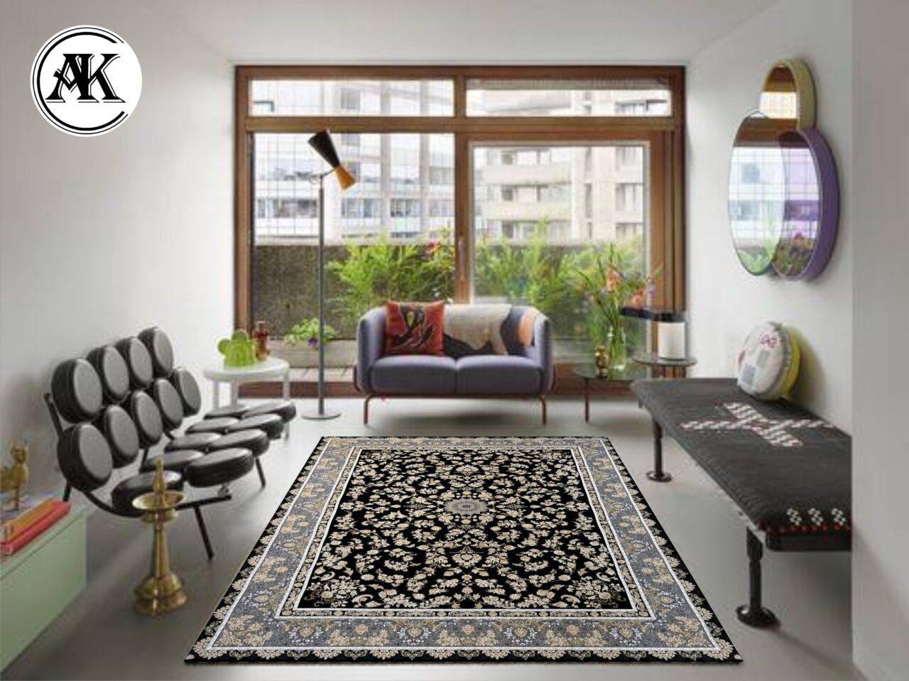 دکوراسیون فرش 1200 شانه پارلا سرمه_ای گل_برجسته