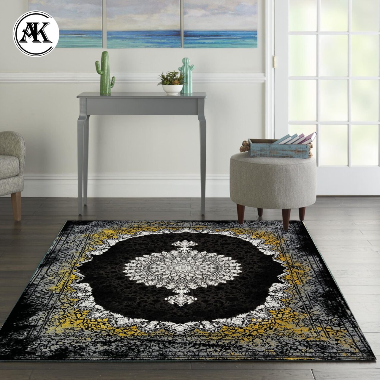 دکوراسیون فرش 1200 شانه پاریس زغالی گل_برجسته