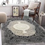 دکوراسیون فرش 1200 شانه کارولین نقره_ای گل_برجسته