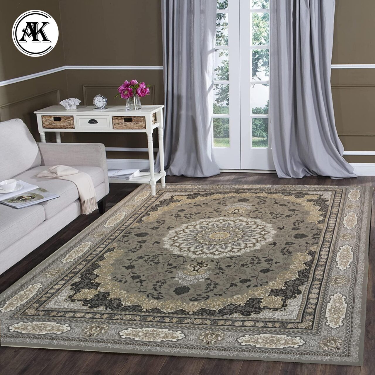 دکوراسیون فرش 700 شانه آنا نقره_ای گل_برجسته