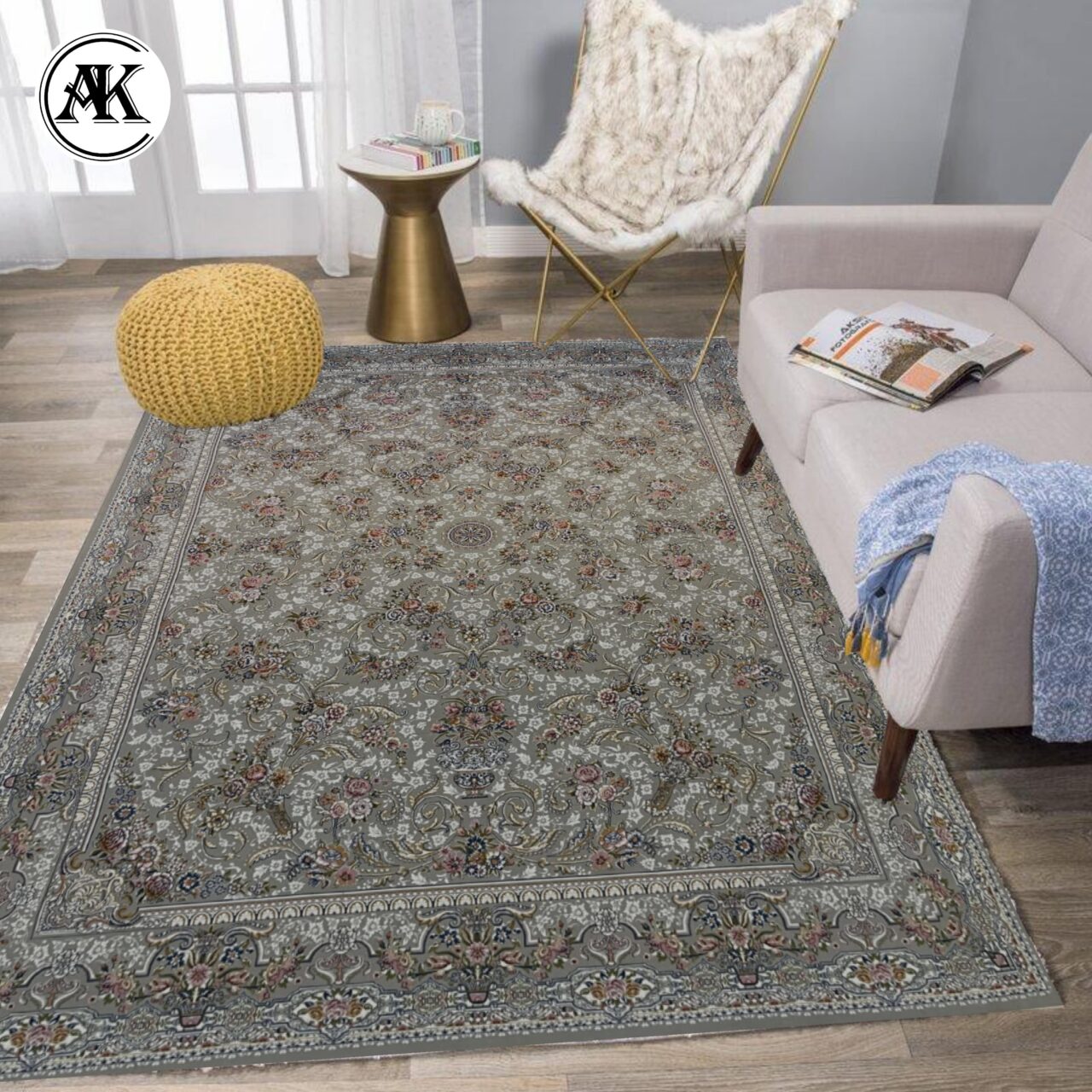 دکوراسیون فرش 700 شانه خاطره نقره_ای گل_برجسته