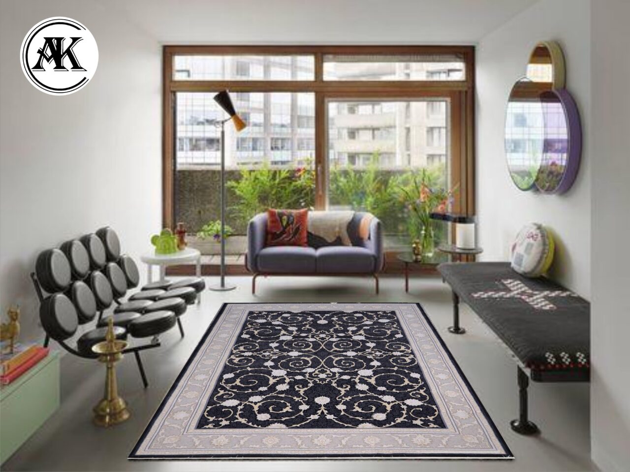 دکوراسیون فرش-700-شانه-زرتاب-زغالی-گل_برجسته