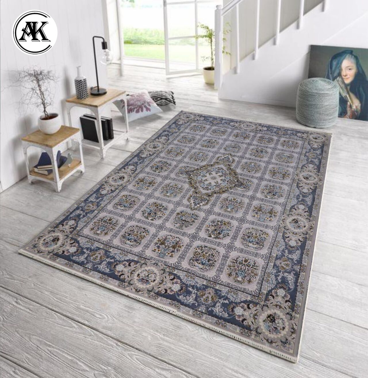 دکوراسیون فرش-700-شانه-سوزان-نقره_ای-گل_برجسته