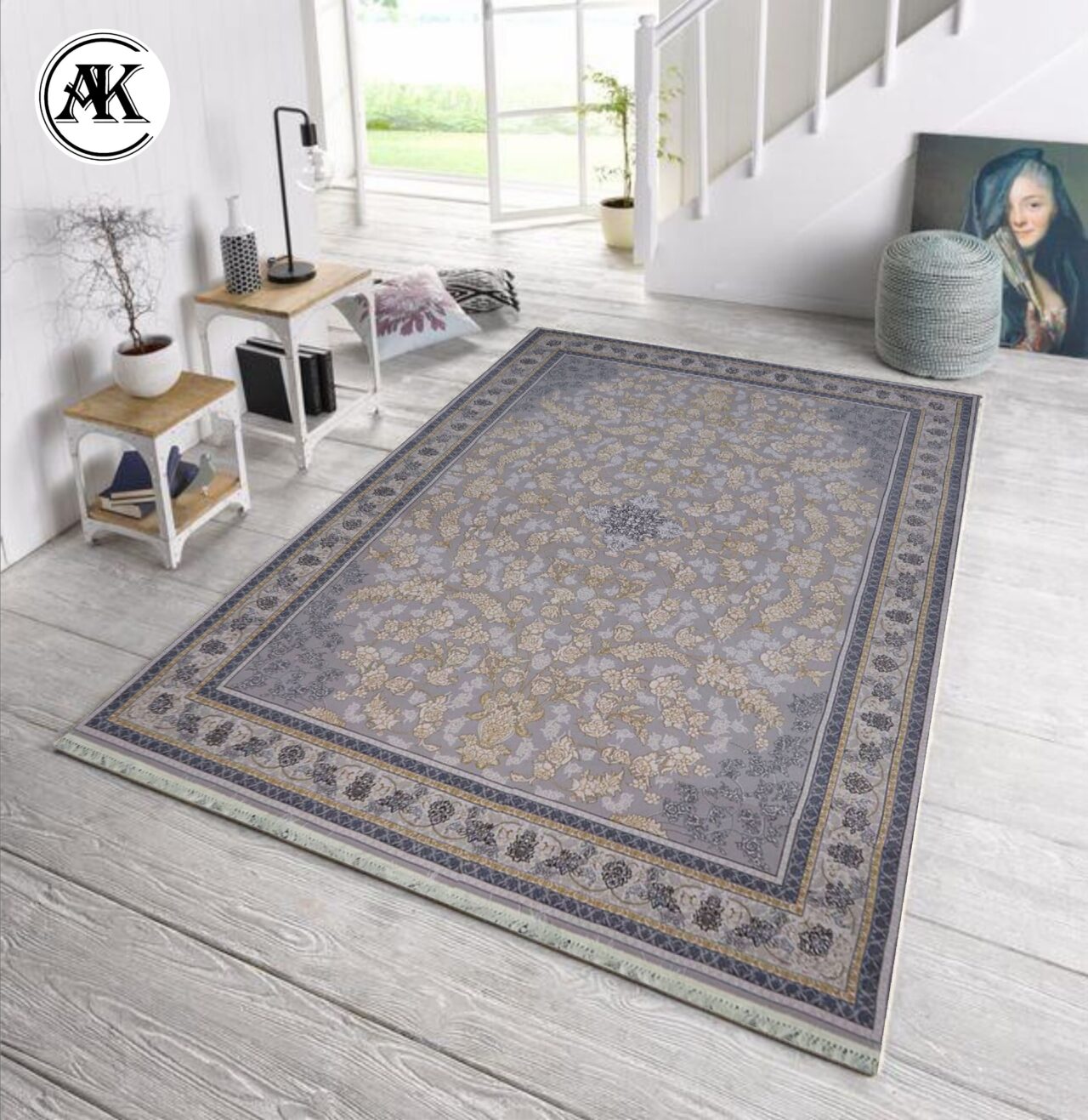 دکوراسیون فرش 700 شانه سولینا نقره_ای گل_برجسته