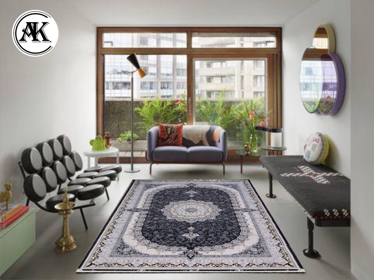 دکوراسیون فرش-700-شانه-شمس-زغالی-گل_برجسته