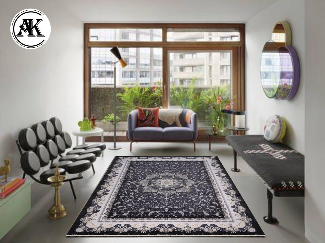 دکوراسیون فرش-700-شانه-صنم-زغالی-گل_برجسته