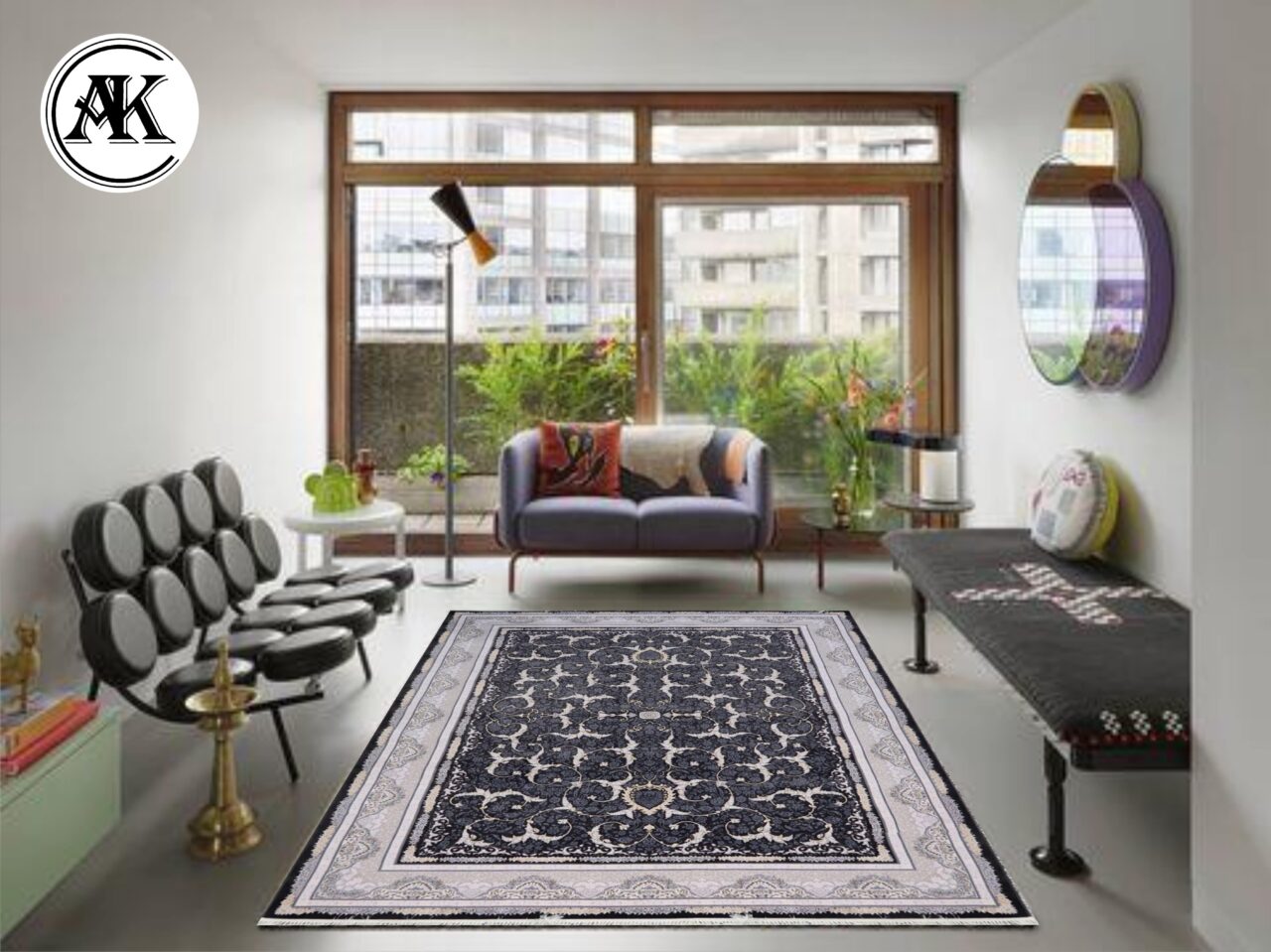 دکوراسیون فرش-700-شانه-لوتوس-زغالی-گل_برجسته