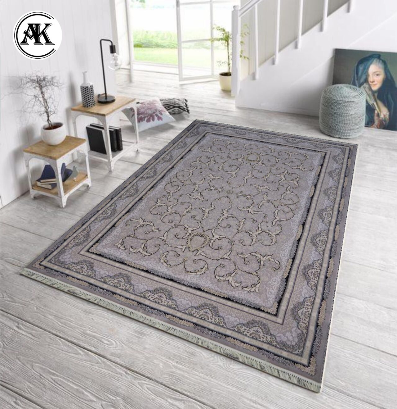 دکوراسیون فرش-700-شانه-لوتوس-نقره_ای-گل_برجسته