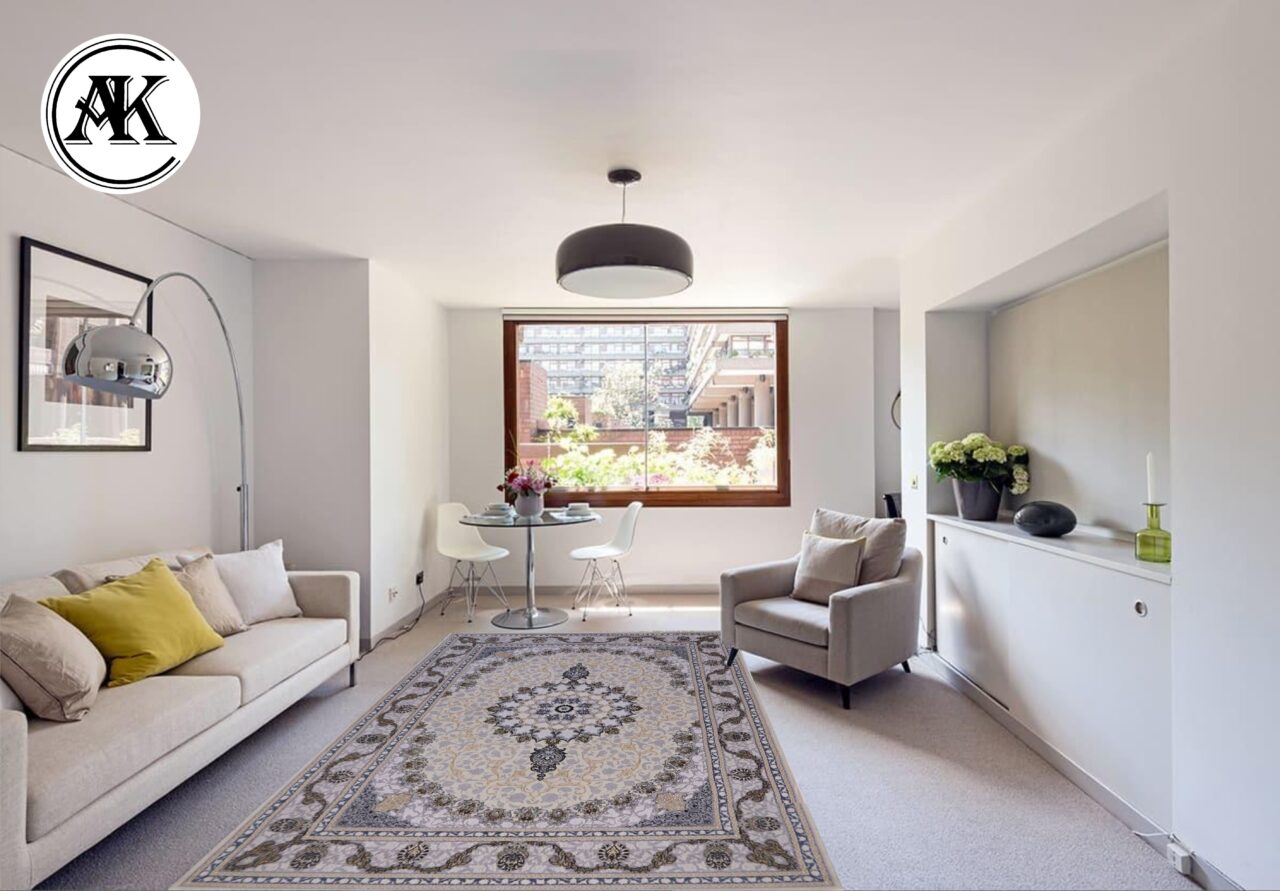 دکوراسیون فرش 700 شانه نائین کرم گل_برجسته