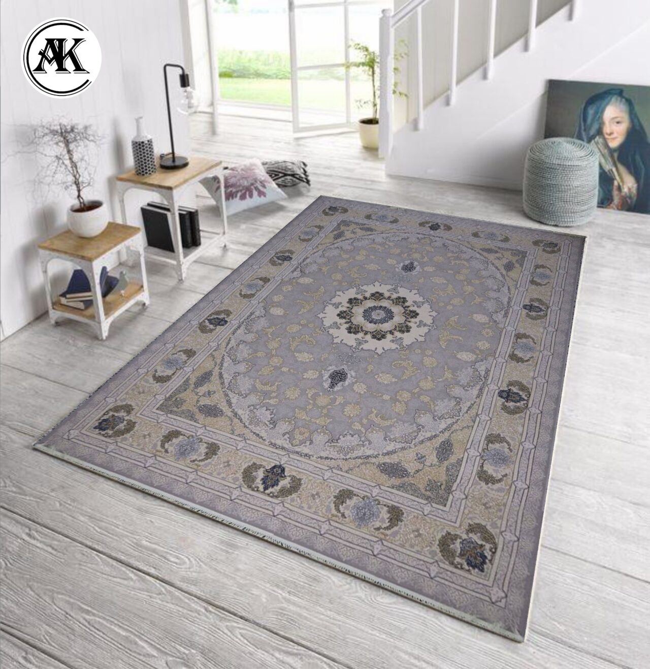 دکوراسیون فرش-700-شانه-ویکتوریا-نقره_ای-گل_برجسته