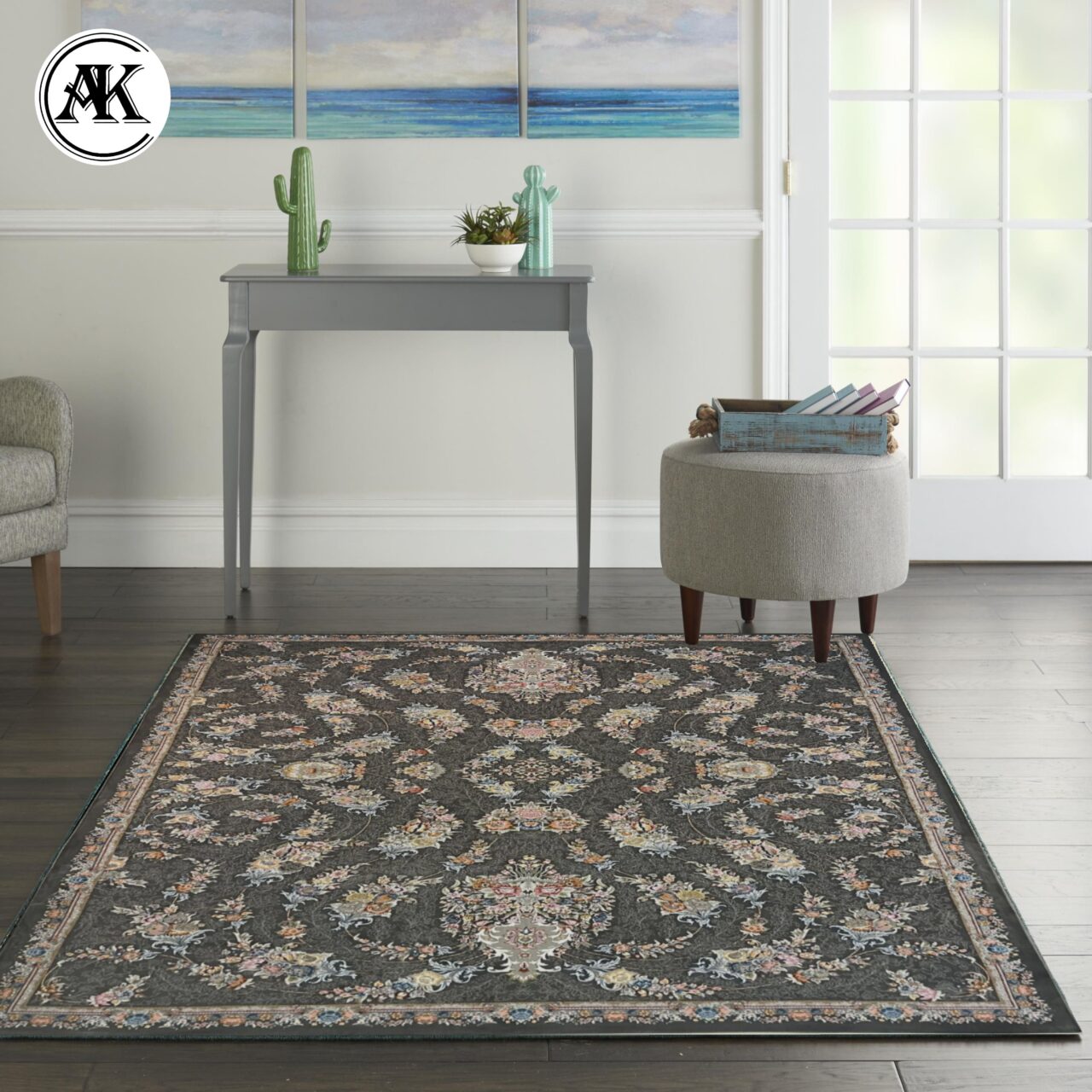 دکوراسیون فرش 700 شانه گندم زغالی گل_برجسته