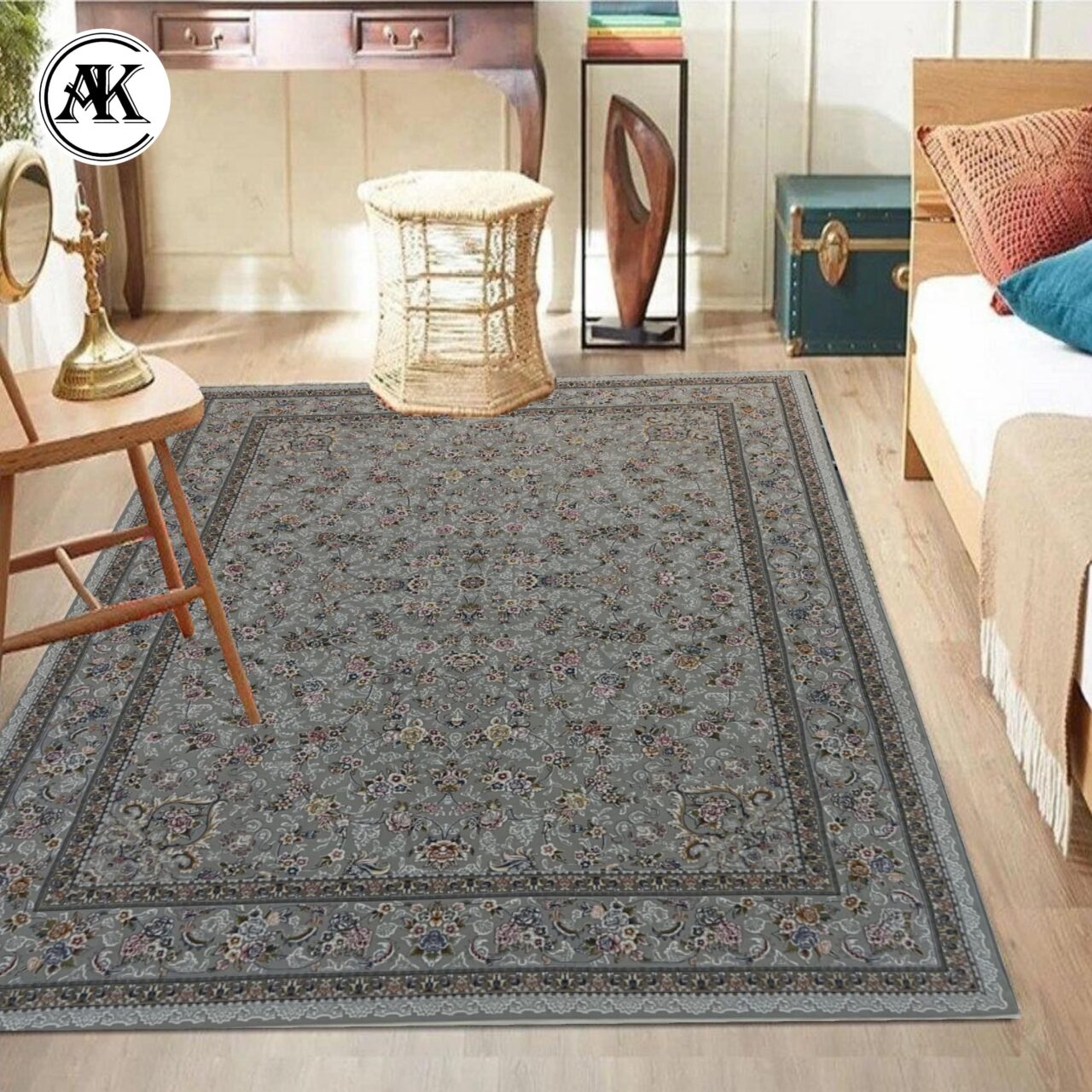 دکوراسیون فرش 700 شانه گیلدا نقره_ای گل_برجسته