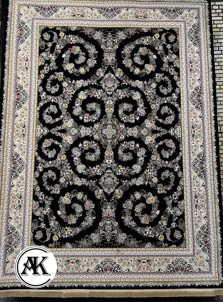 فرش-1200-شانه-تینا-سرمه_ای-گل_برجسته