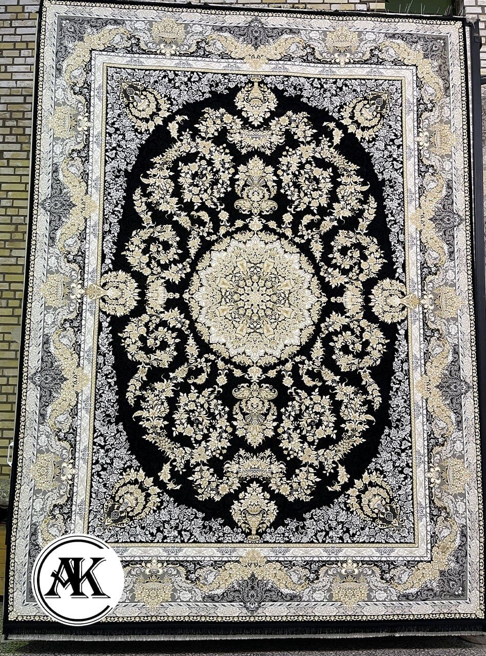 فرش-1200-شانه-طلا-سرمه_ای-گل_برجسته-1