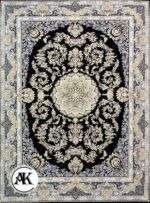 فرش-1200-شانه-طلا-سرمه_ای-گل_برجسته