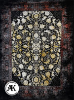 فرش 1200 شانه مارسی سرمه‌ای گل‌برجسته