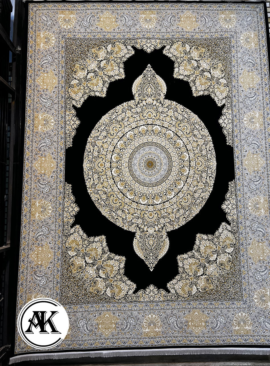 فرش-1200-شانه-ورساچه-سرمه_ای-گل_برجسته