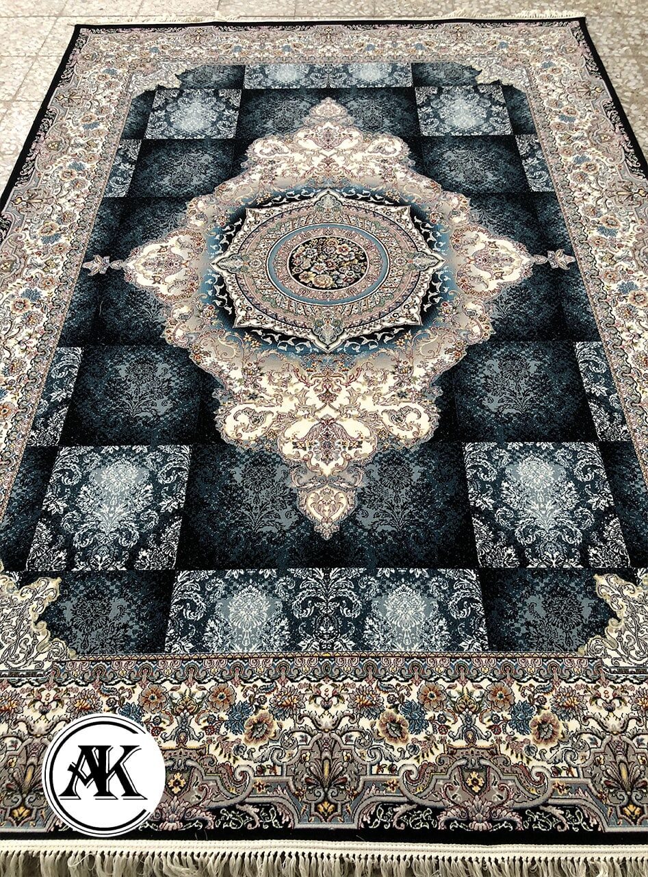 فرش-700-شانه-نیلوفر-سرمه_ای-با-نخ-اکریلیک-1