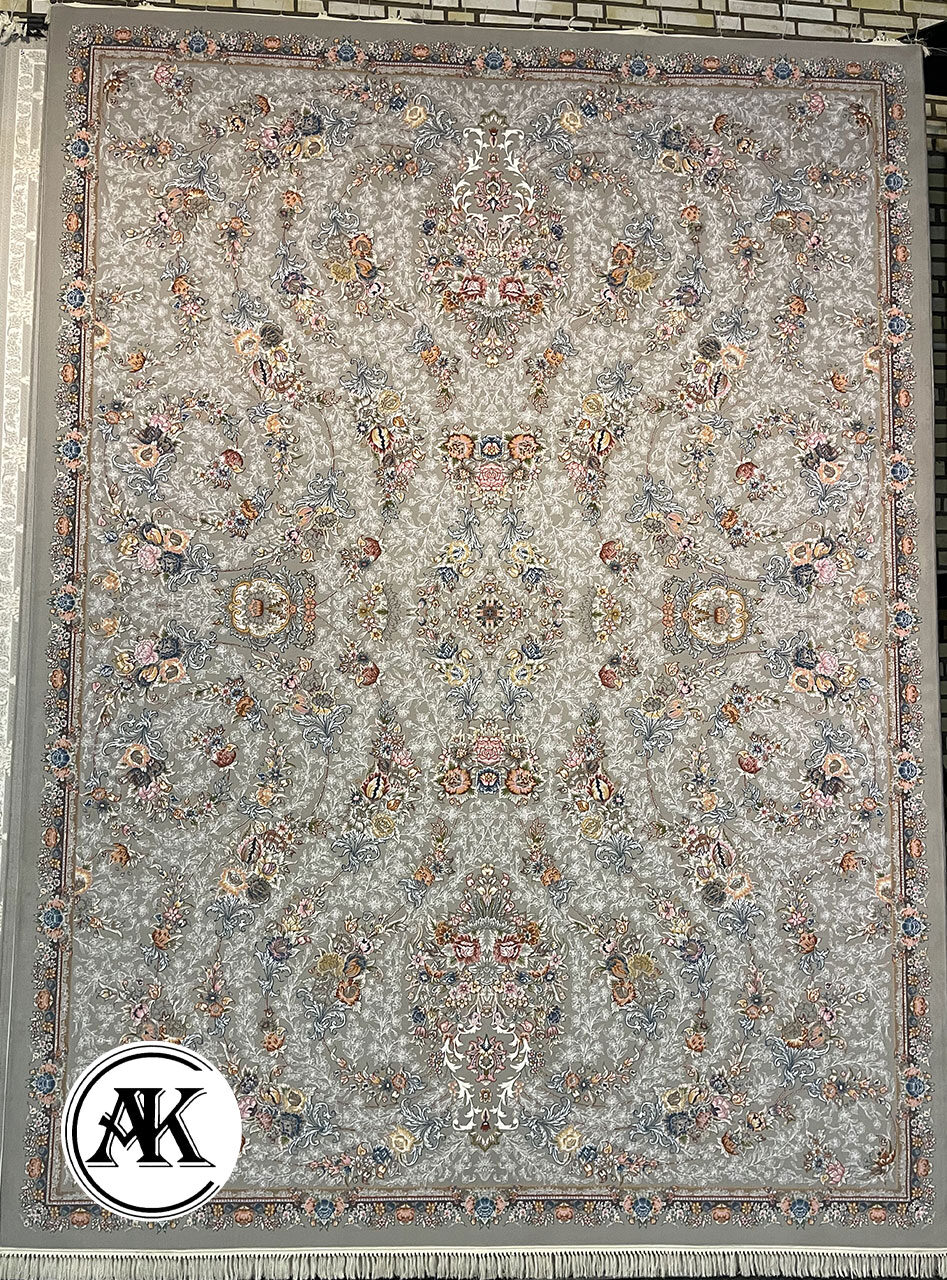 فرش-700-شانه-گندم-نقره_ای-گل_برجسته