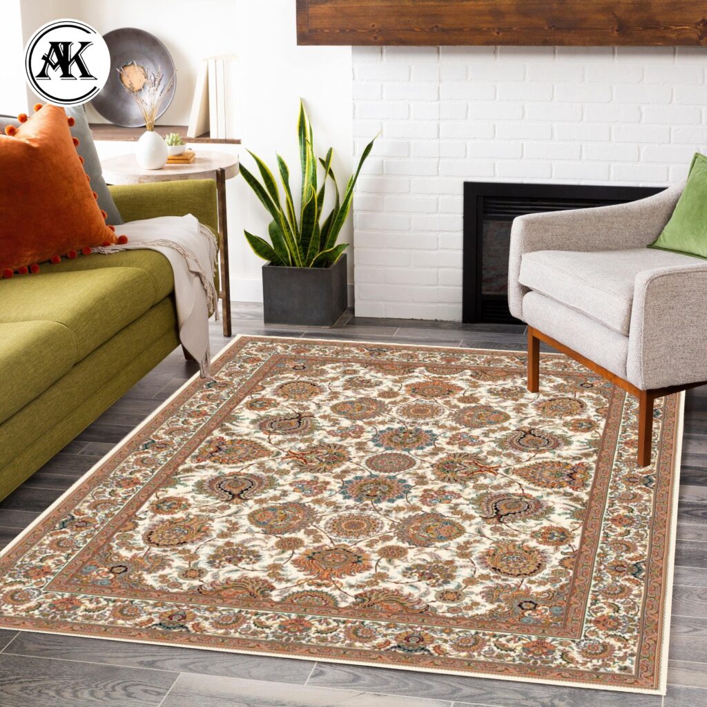 دکوراسیون فرش طرح 700 شانه باغ بهشت کرم