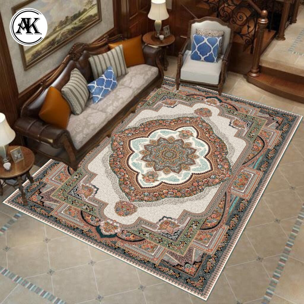 دکوراسیون فرش طرح 700 شانه باغ معلق کرم