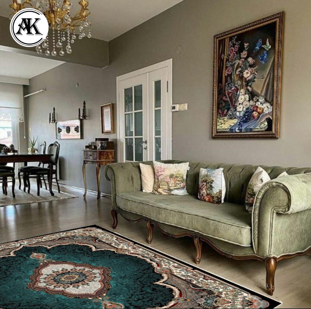 دکوراسیون فرش طرح 700 شانه تاج محل سرمه_ای