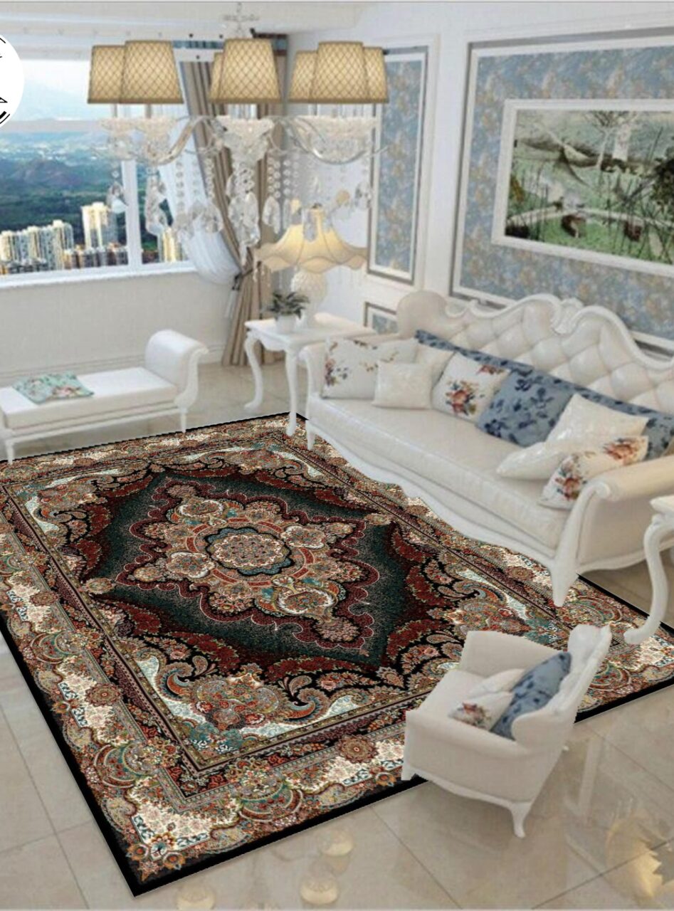 دکوراسیون فرش طرح 700 شانه ستاره سرمه_ای