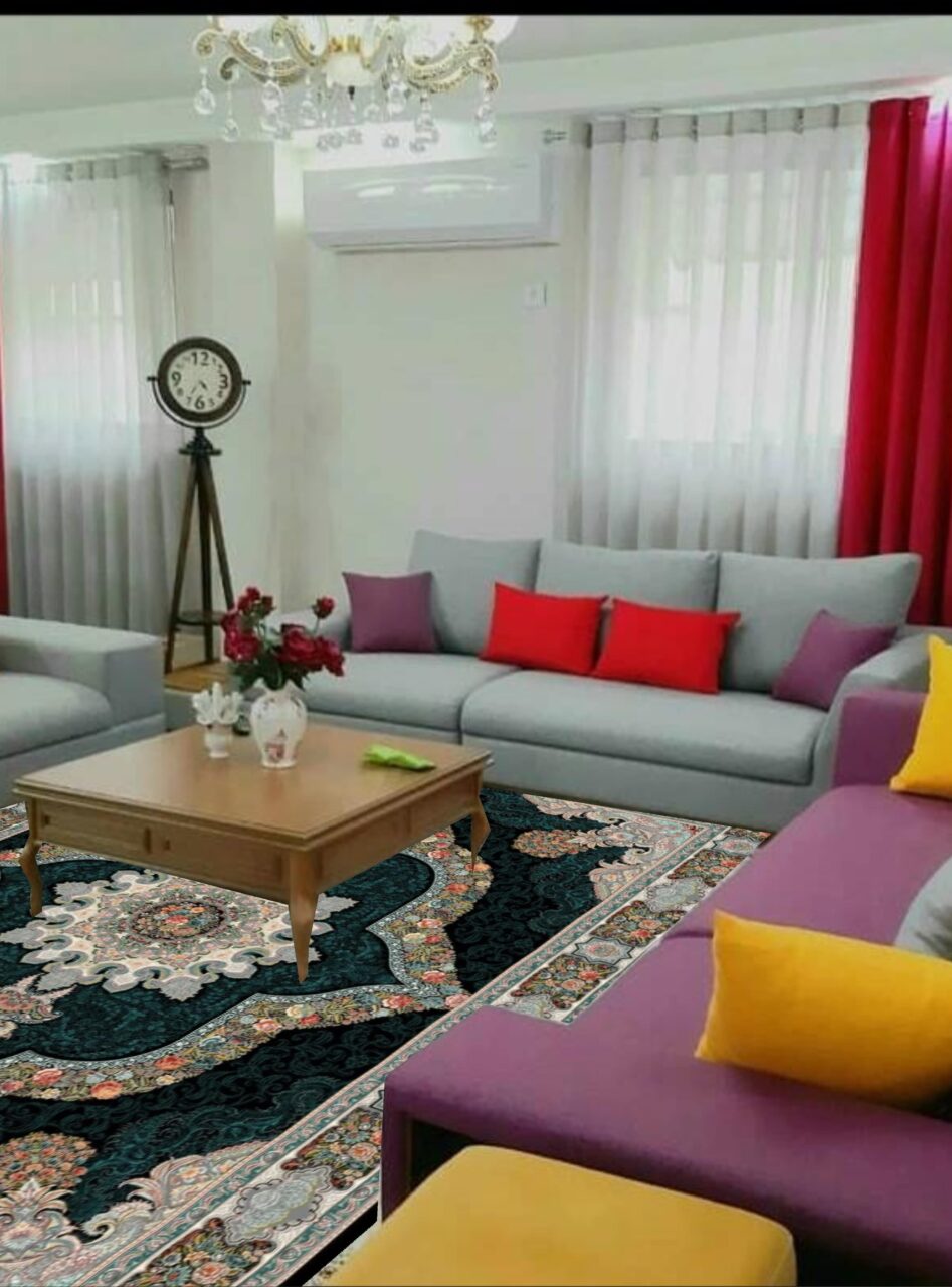 دکوراسیون فرش طرح 700 شانه کارینا سرمه_ای