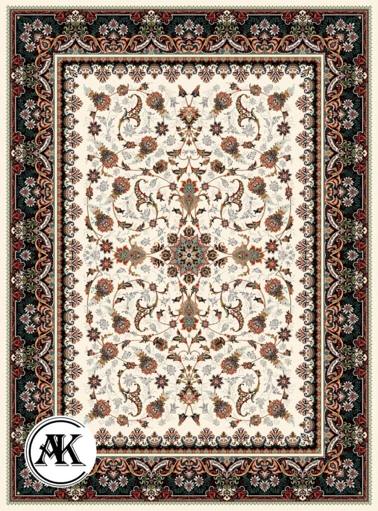 عکس ژورنالی فرش طرح 700 شانه افشان هلما کرم