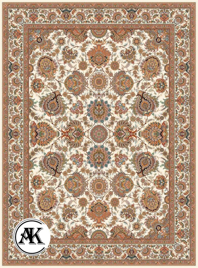 عکس ژورنالی فرش طرح 700 شانه باغ بهشت کرم