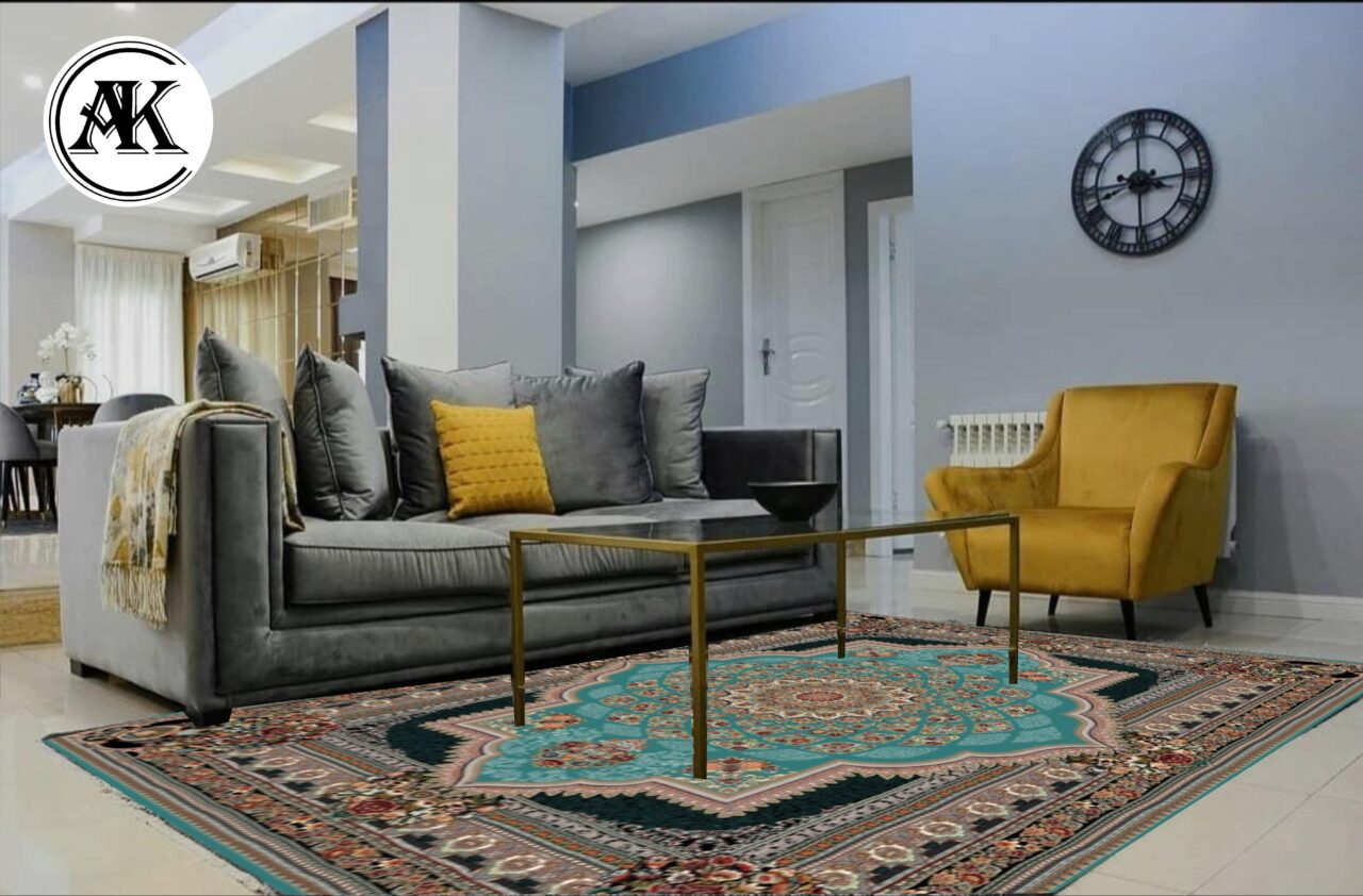 دکوراسیون فرش طرح 700 شانه لوکس آبی