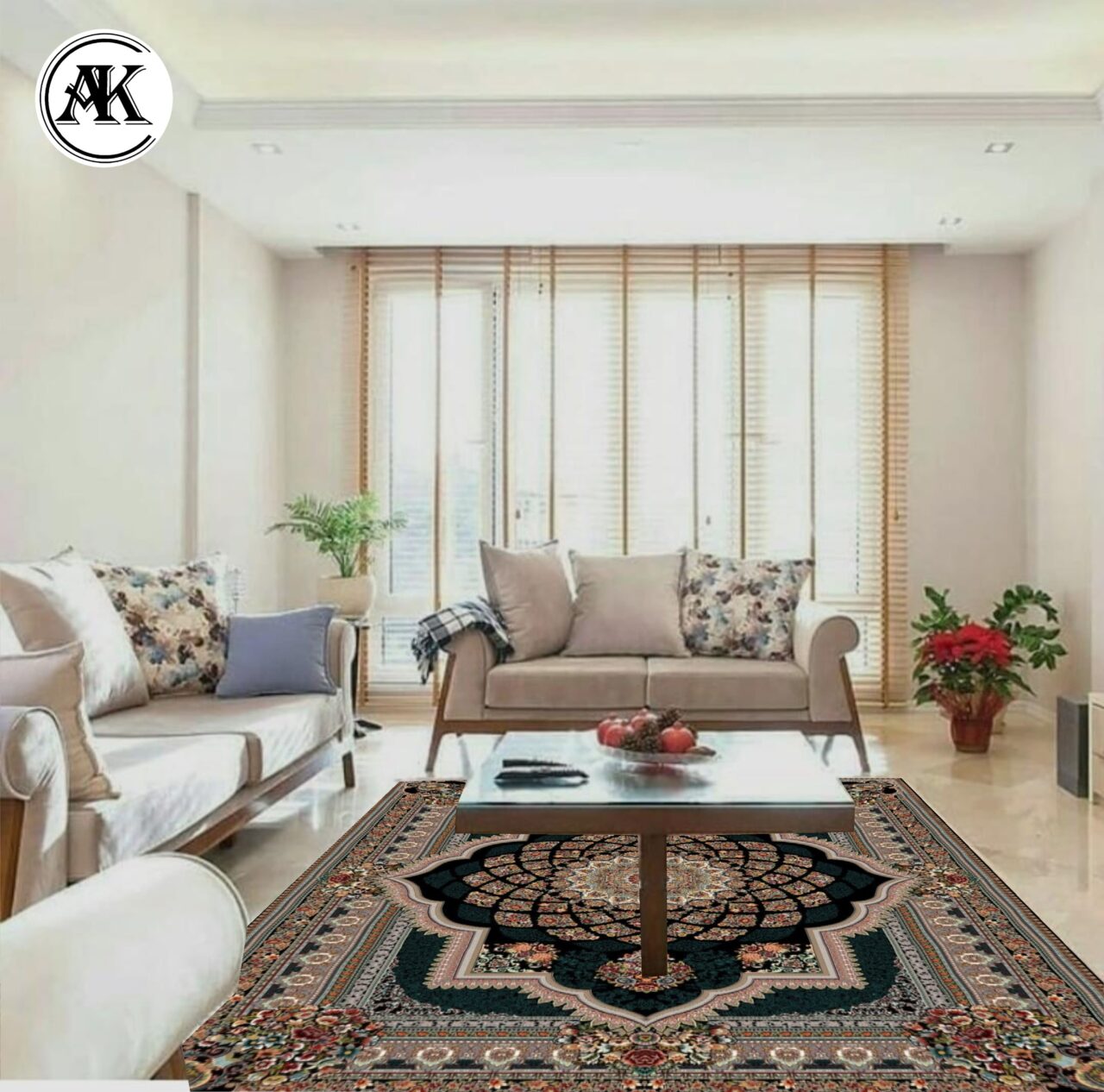 دکوراسیون فرش طرح 700 شانه لوکس سرمه_ای