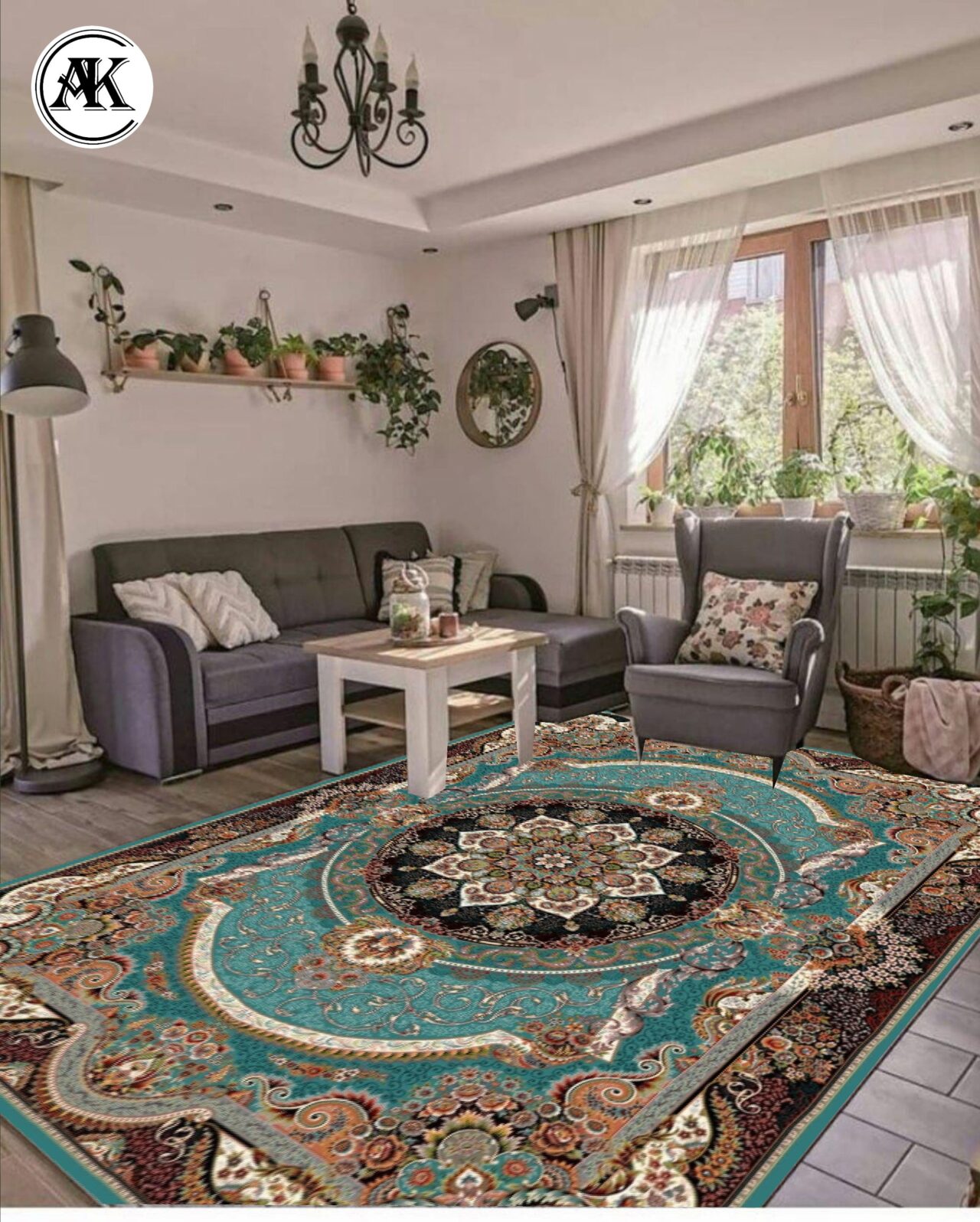 دکوراسیون فرش طرح 700 شانه مانا آبی