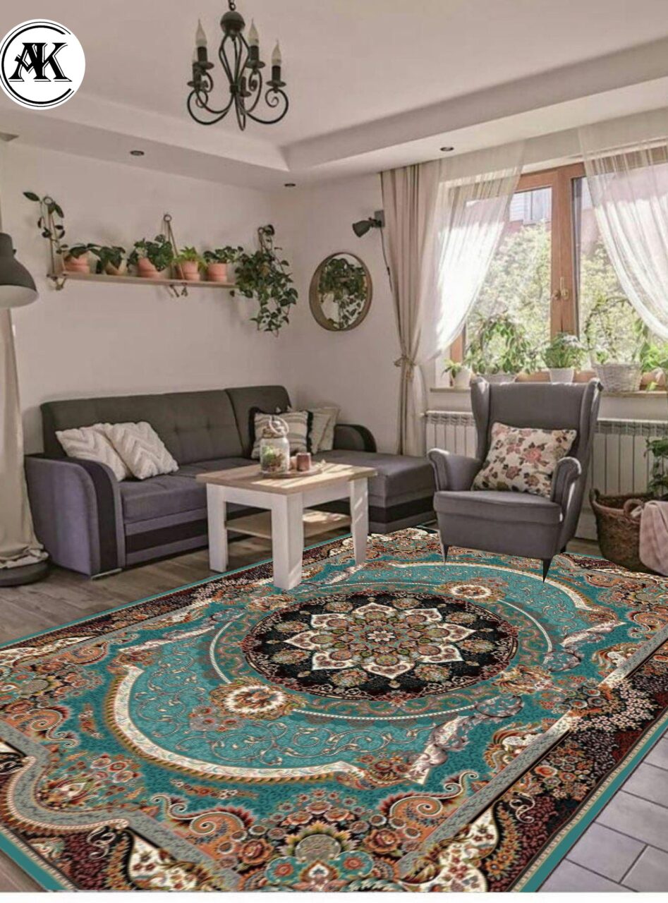 دکوراسیون فرش طرح 700 شانه مانا آبی