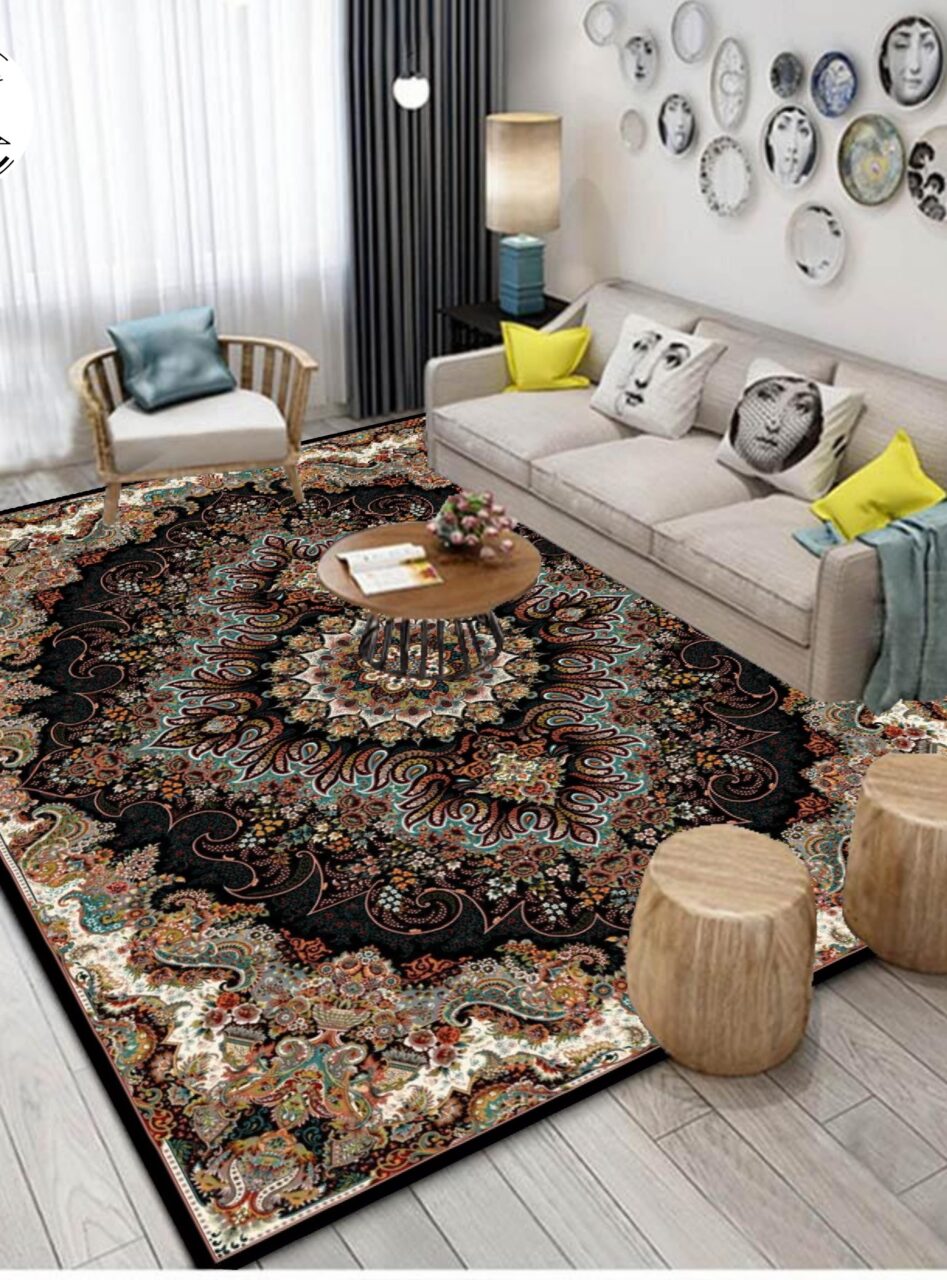 دکوراسیون فرش طرح 700 شانه ملورین سرمه_ای