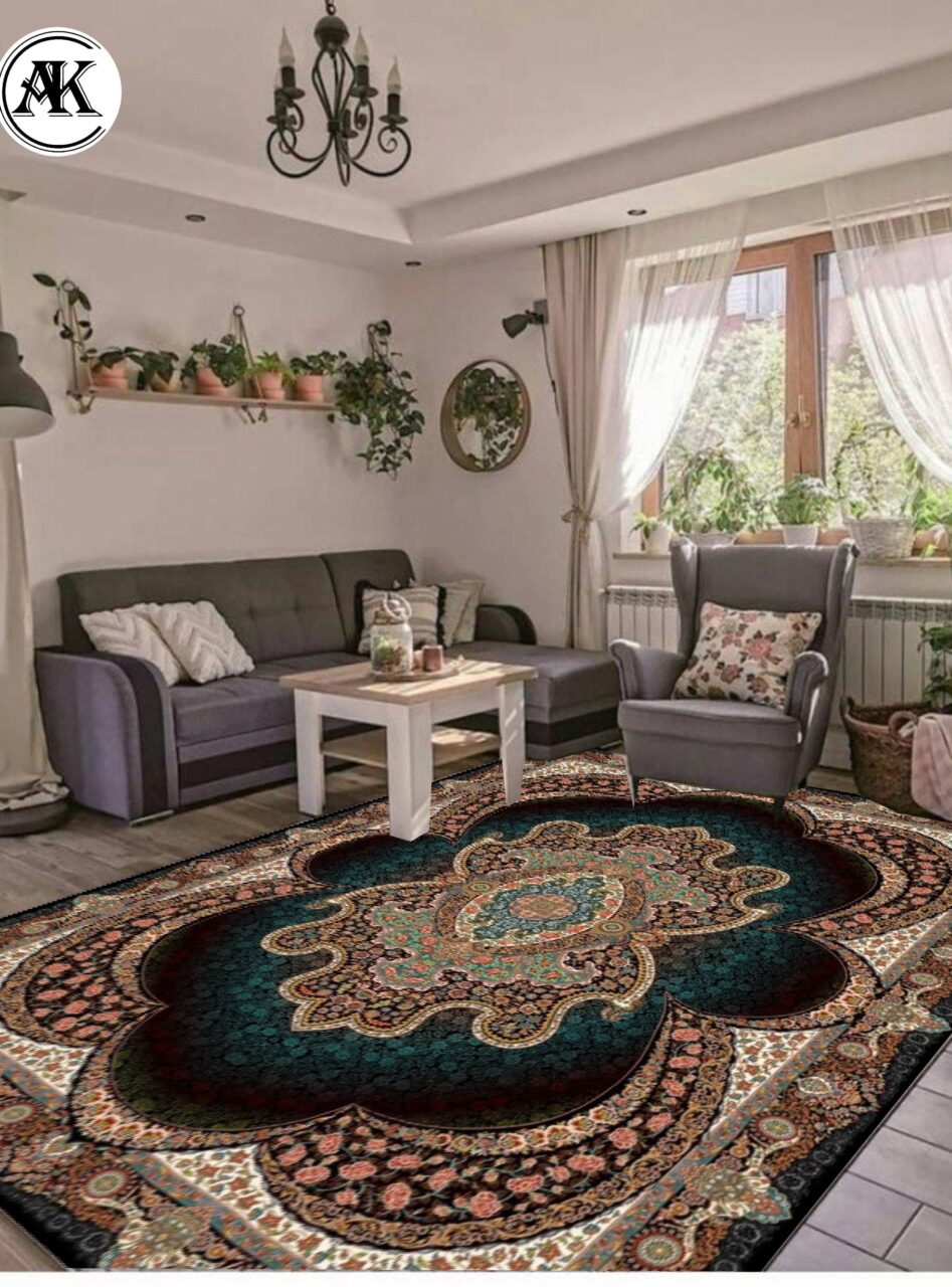 دکوراسیون فرش طرح 700 شانه مهبد سرمه_ای