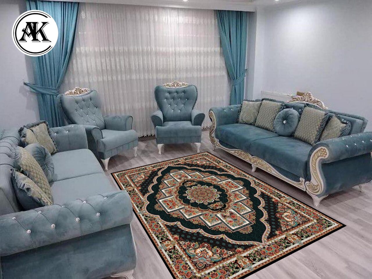 دکوراسیون فرش طرح 700 شانه ناردون سرمه_ای