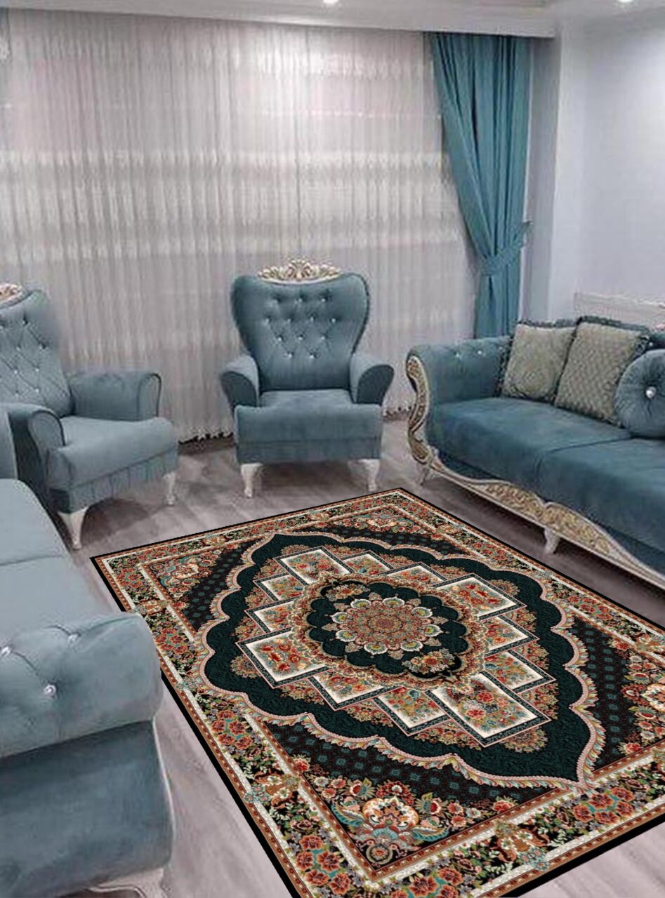 دکوراسیون فرش طرح 700 شانه ناردون سرمه_ای